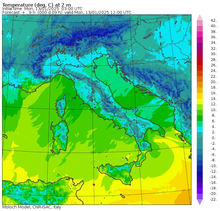 temperature massime 13 gennaio