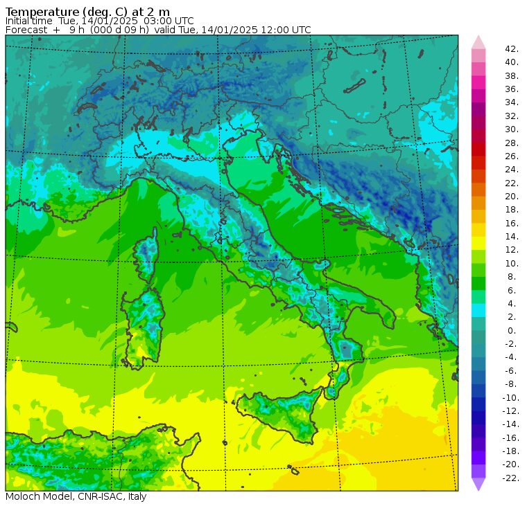temperature massime 14 gennaio