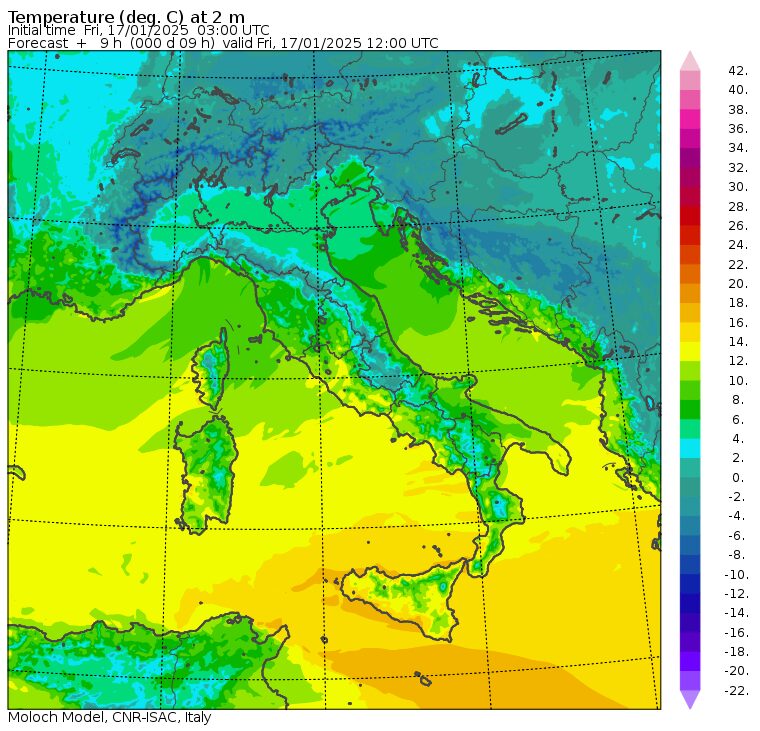 temperature massime 17 gennaio