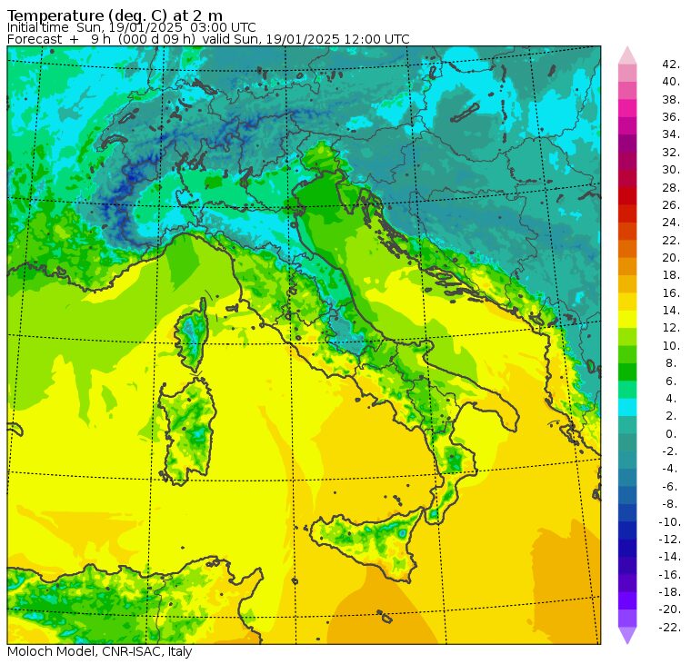 temperature massime 19 gennaio