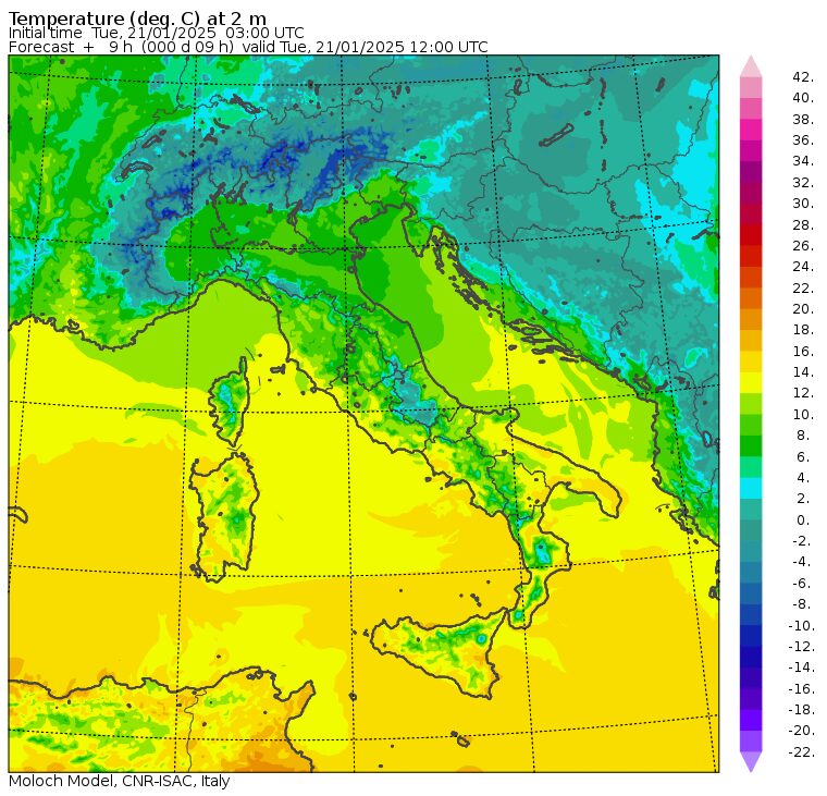 temperature massime 21 gennaio