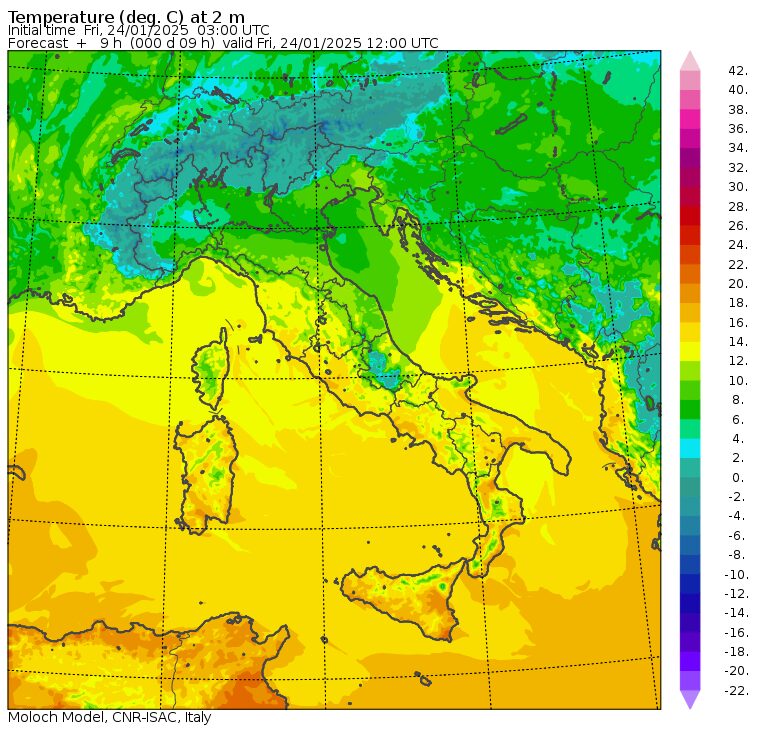 temperature massime 24 gennaio