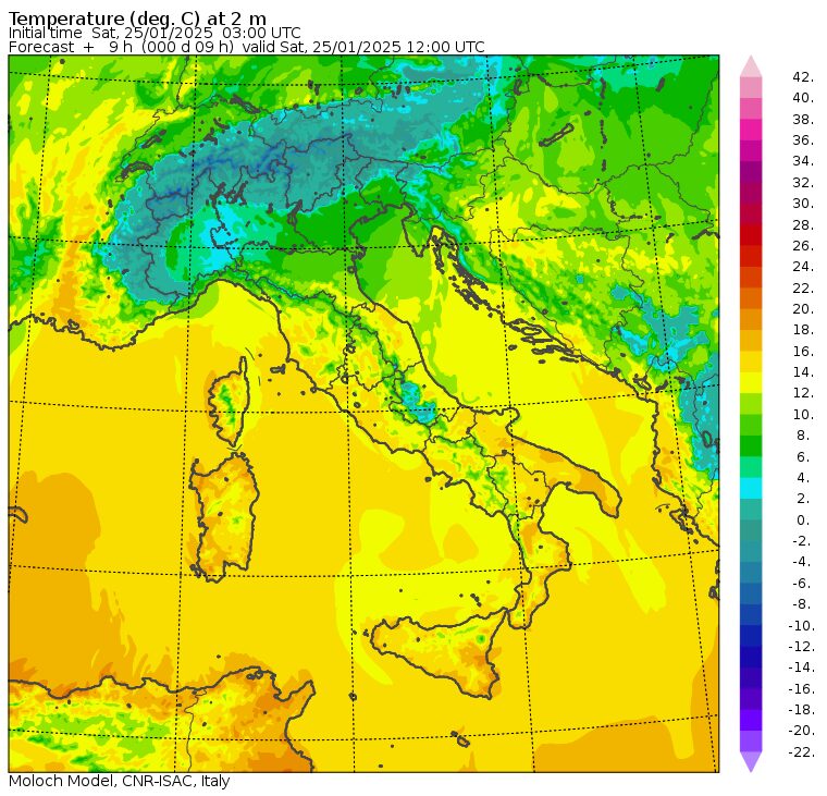 temperature massime 25 gennaio