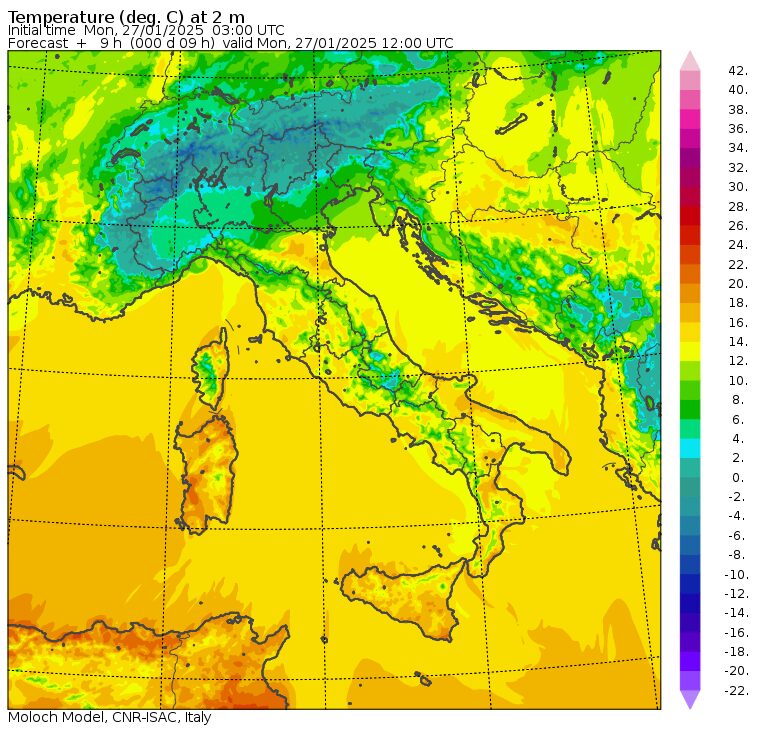 temperature massime 27 gennaio