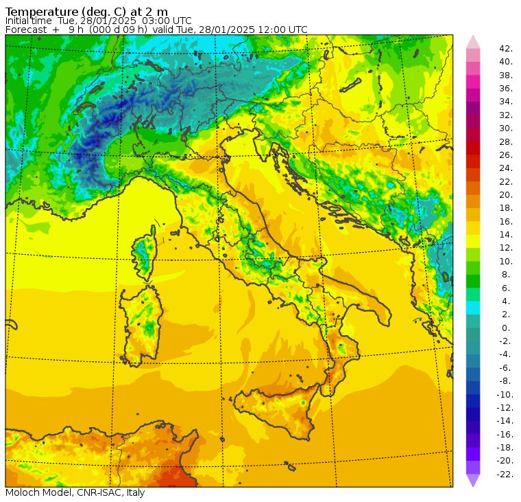 temperature massime 28 gennaio