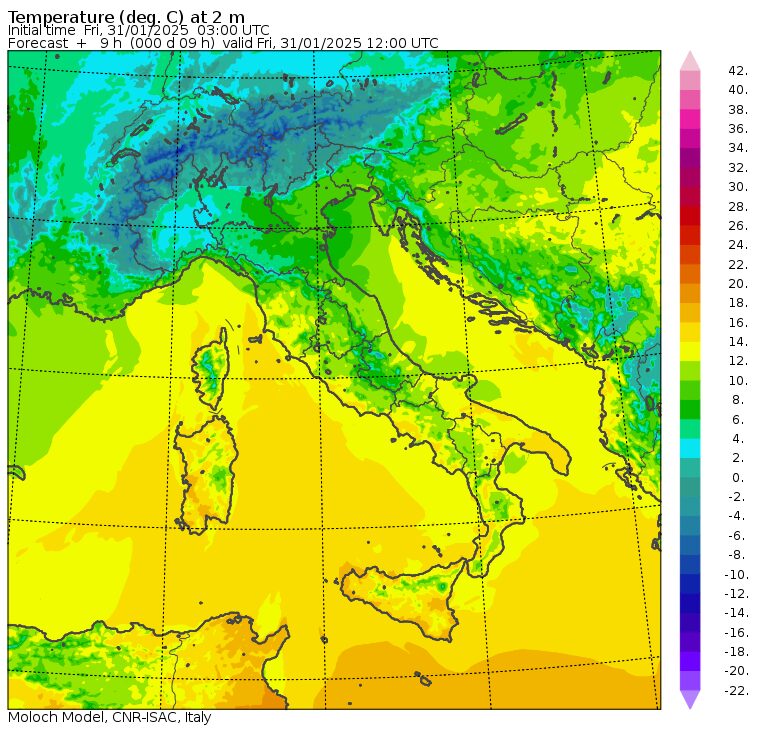temperature massime 31 gennaio