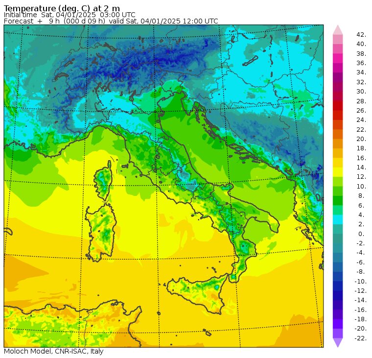 temperature massime 4 gennaio