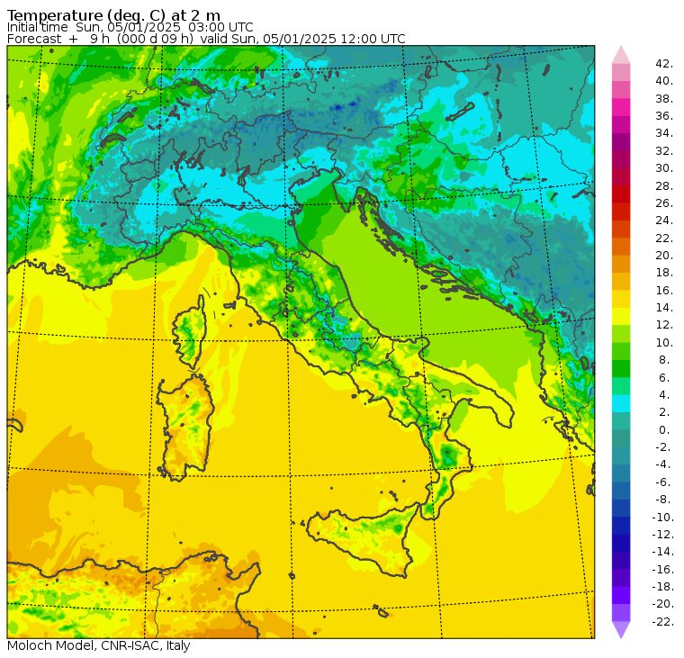 temperature massime 5 gennaio