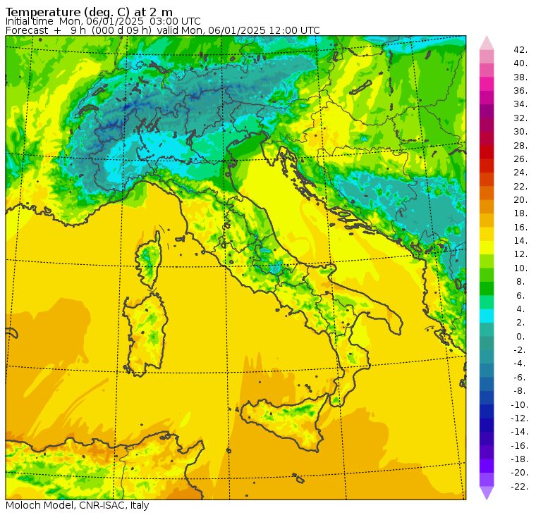 temperature massime 6 gennaio