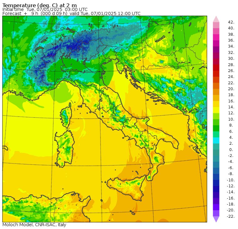 temperature massime 7 gennaio