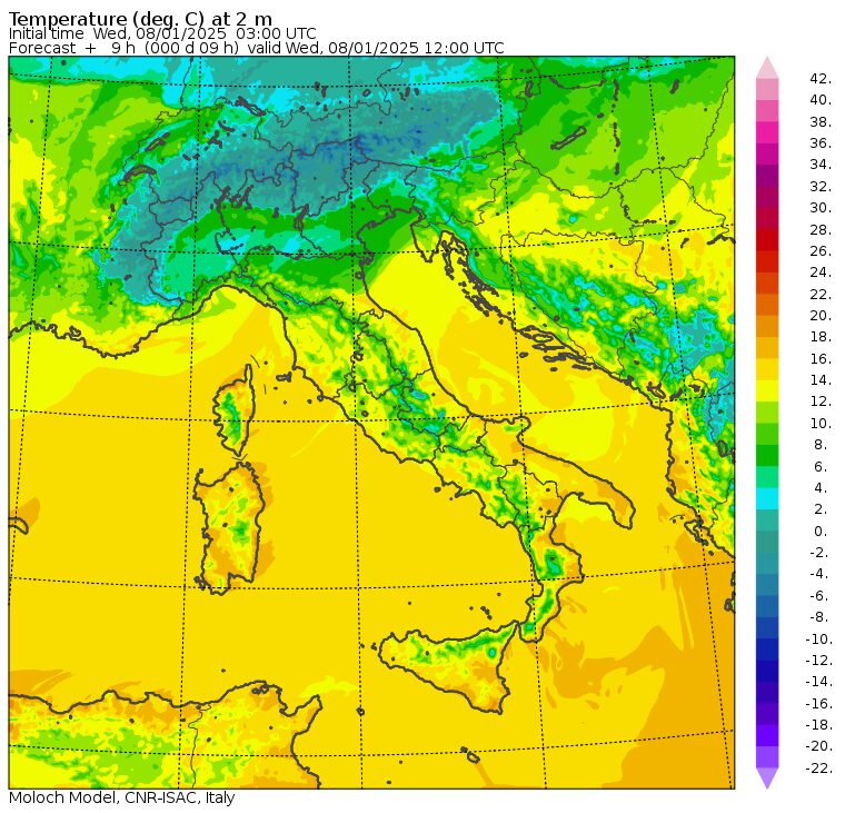 temperature massime 8 gennaio