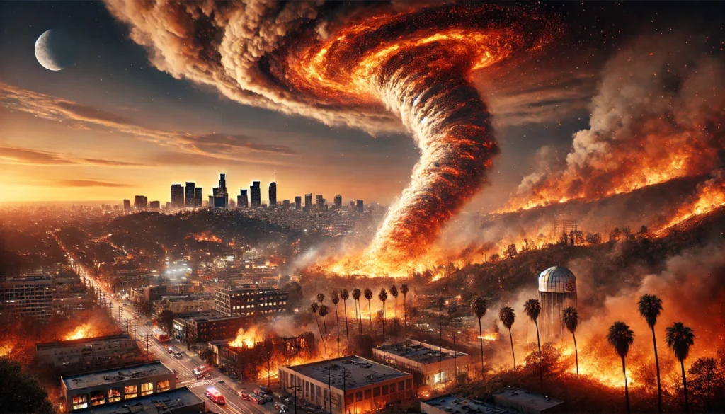 tornado fuoco los angeles incendi