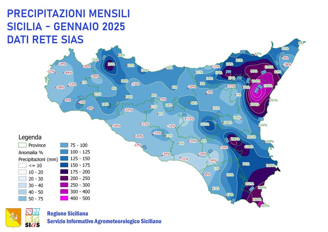 Piogge Sicilia gennaio 2025