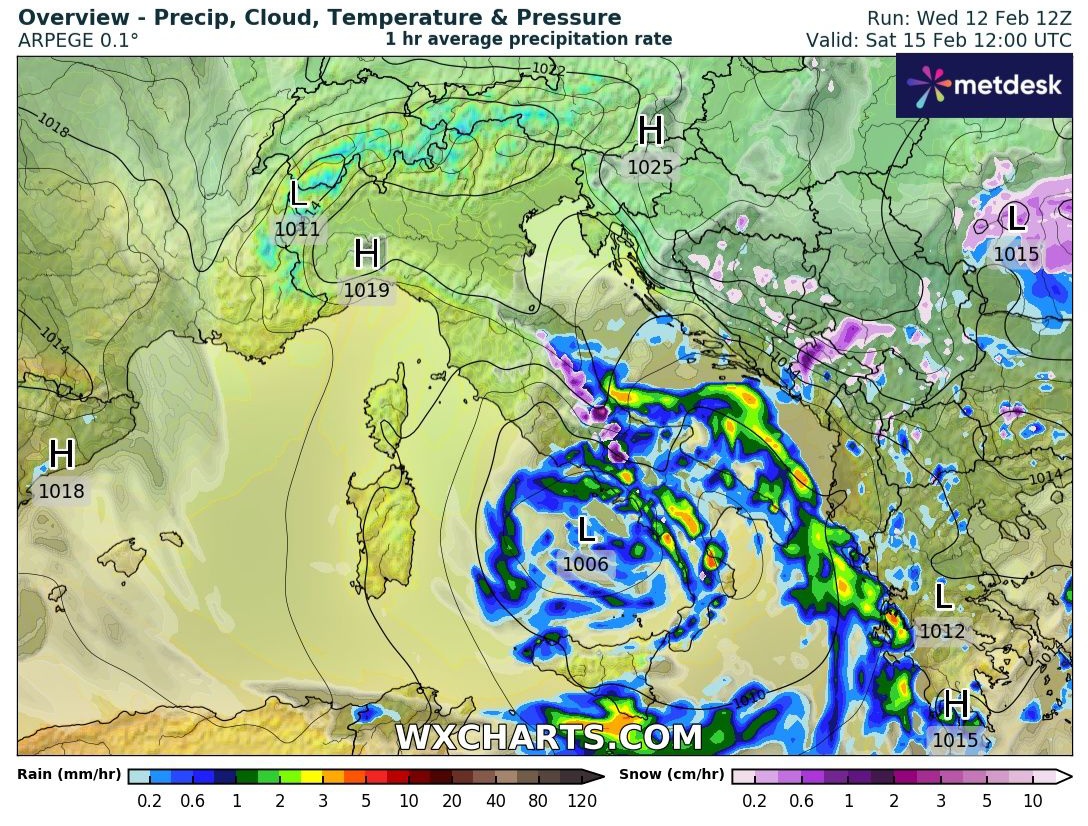 Precipitazioni 15 febbraio