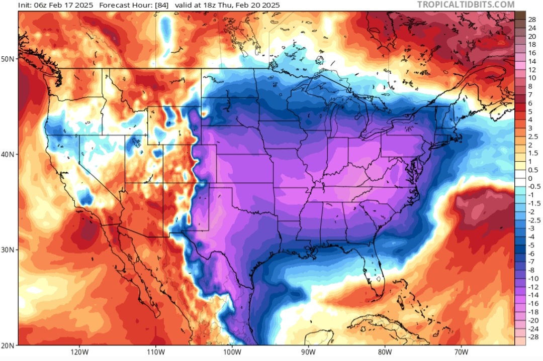 Temperature polari USA 20 febbraio