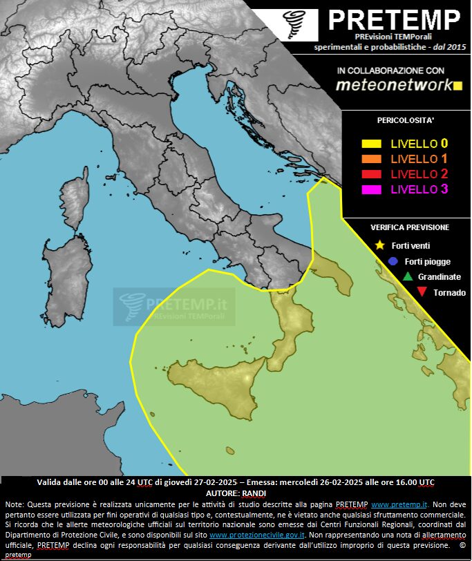 allerta meteo 27 febbraio 2025
