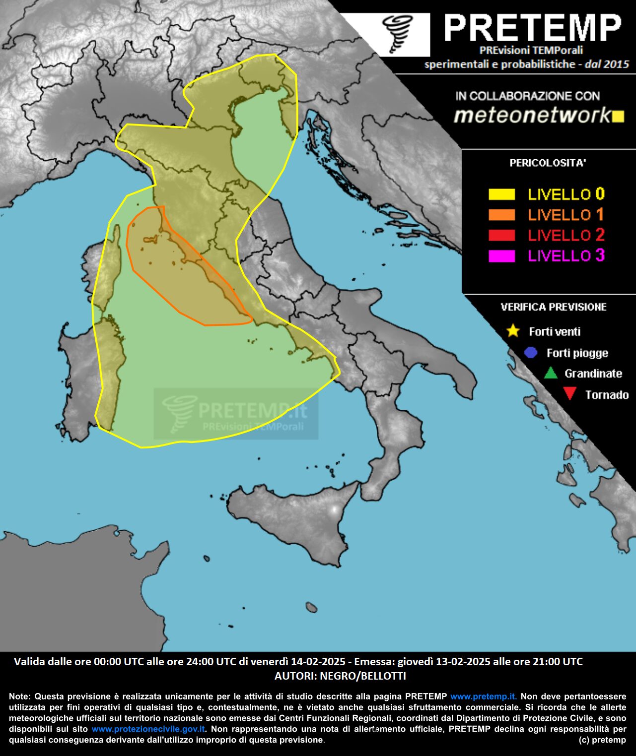 allerta meteo oggi 14 febbraio 2025