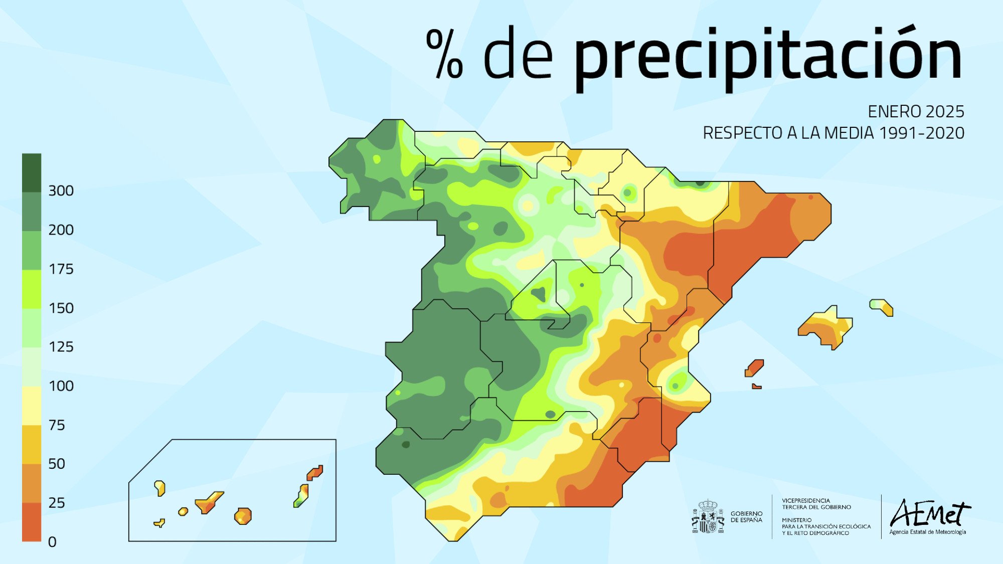 anomalia precipitazioni spagna gennaio 2025