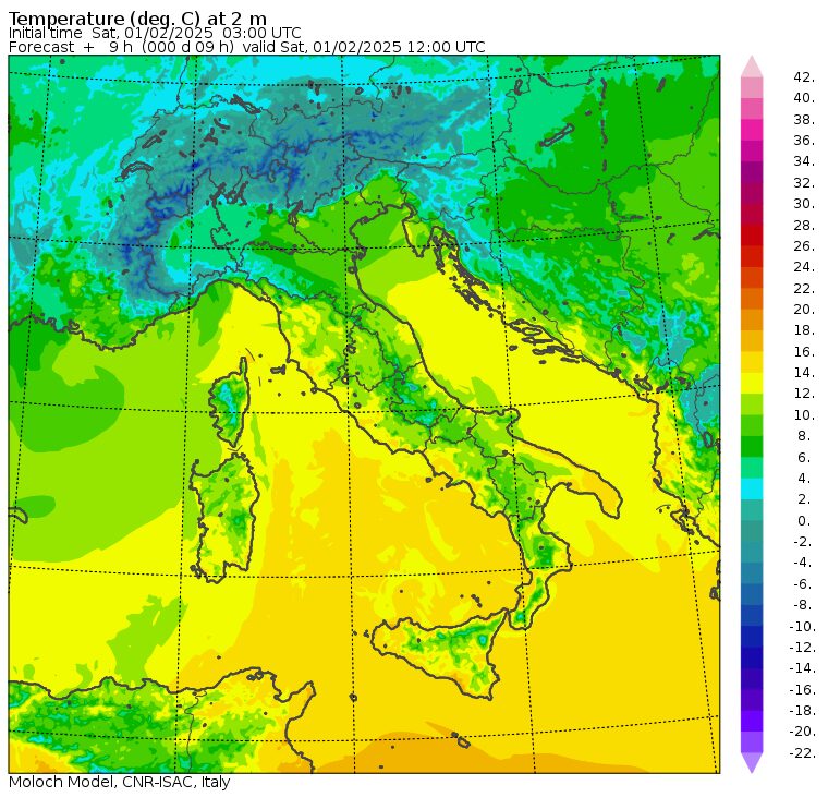 temperature massime 1 febbraio