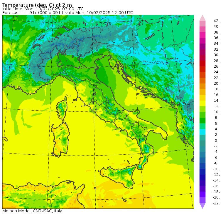 temperature massime 10 febbraio