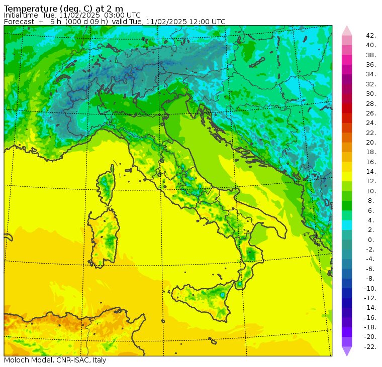 temperature massime 11 febbraio