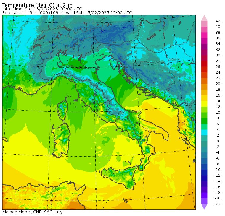 temperature massime 15 febbraio
