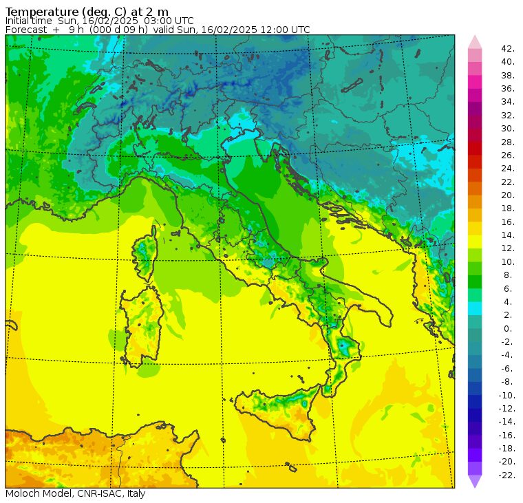 temperature massime 16 febbraio