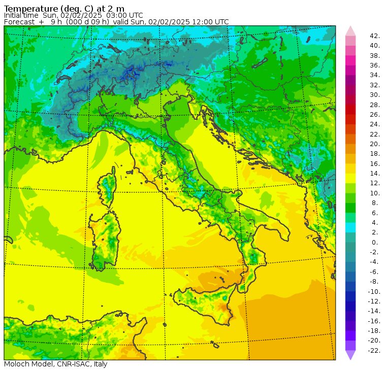 temperature massime 2 febbraio