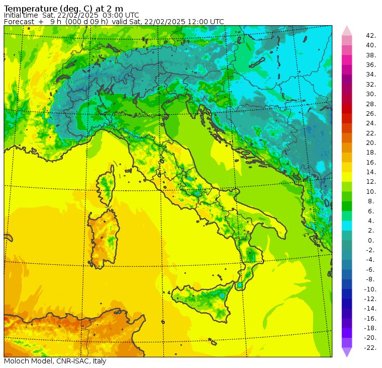 temperature massime 22 febbraio