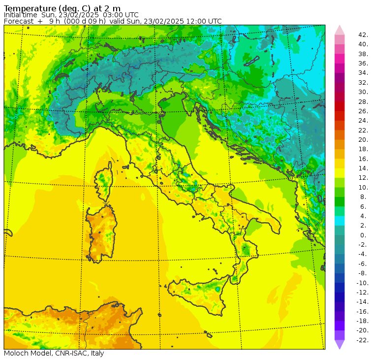 temperature massime 23 febbraio
