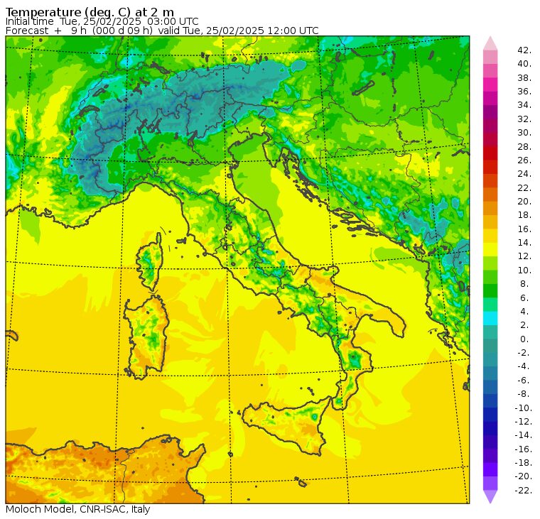 temperature massime 25 febbraio