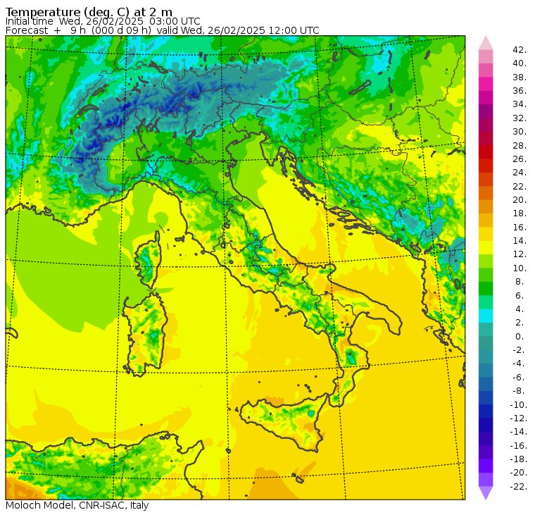 temperature massime 26 febbraio