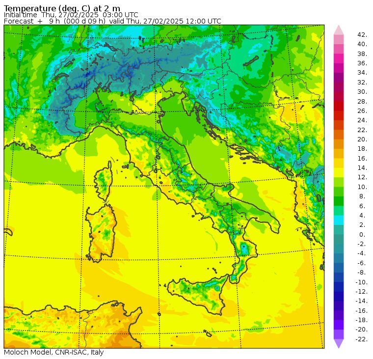 temperature massime 27 febbraio