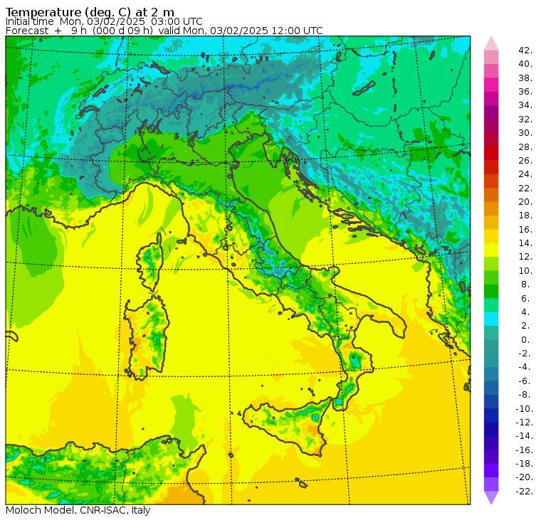 temperature massime 3 febbraio