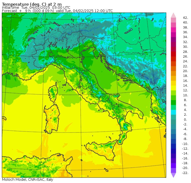temperature massime 4 febbraio