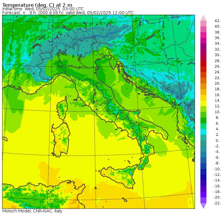 temperature massime 5 febbraio