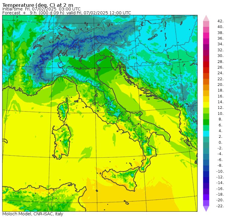 temperature massime 7 febbraio