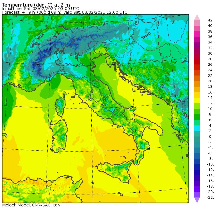 temperature massime 8 febbraio