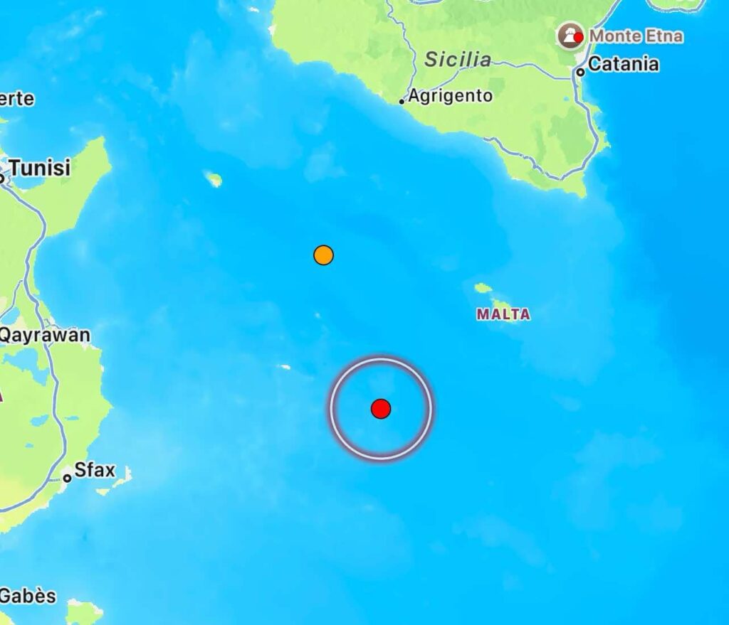 terremoto canale di sicilia