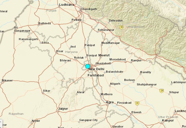 terremoto oggi india new delhi