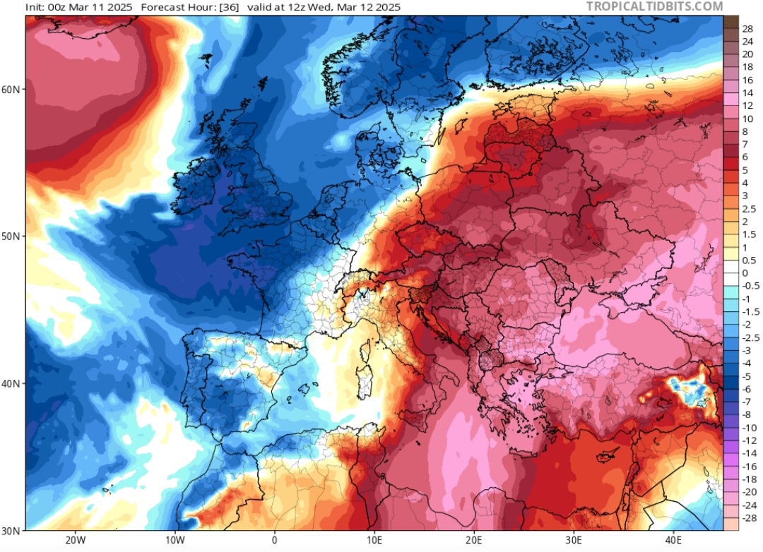 Anomalie temperature prossimi giorni