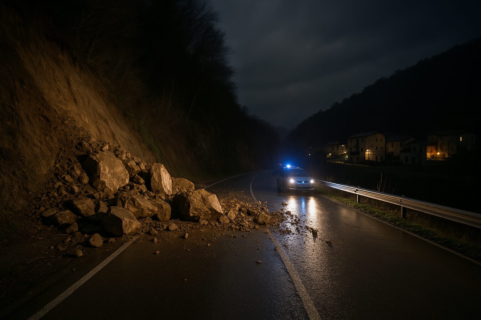 Maltempo Abruzzo, frana e caduta di un albero: strada chiusa e famiglie evacuate