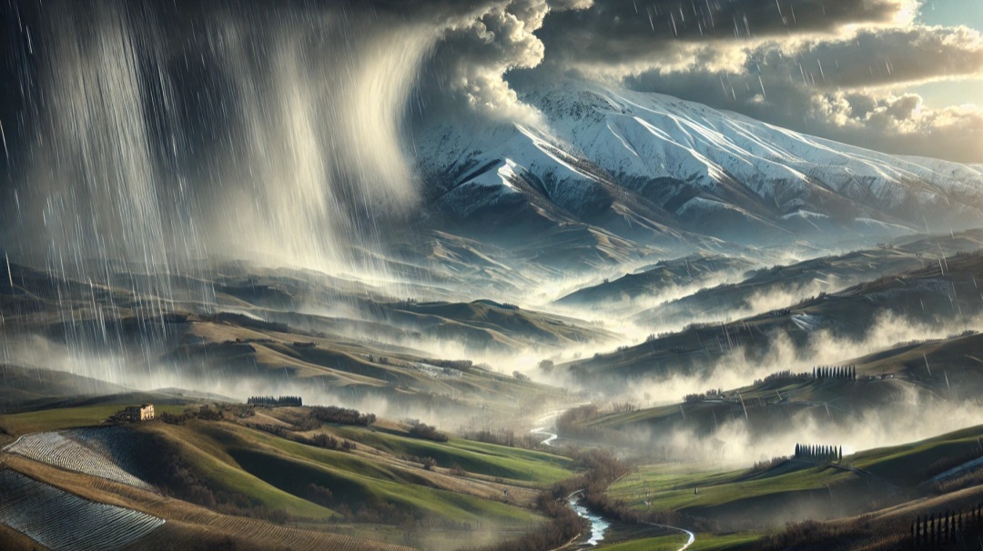 Meteo Marche: piogge a tratti intense e neve copiosa sopra i 1800 metri
