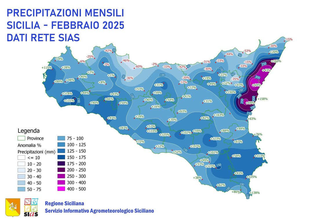 Piogge febbraio 2025 Sicilia