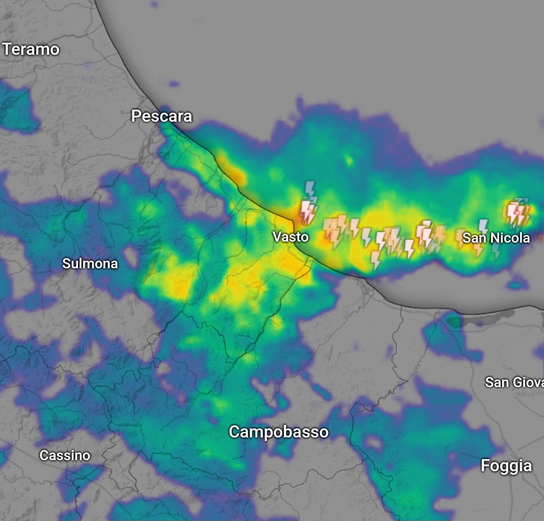 Allerta Meteo: linea di violenti temporali sulle coste di Abruzzo e Molise