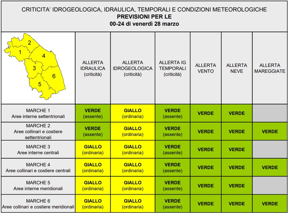 allerta meteo marche 28 marzo