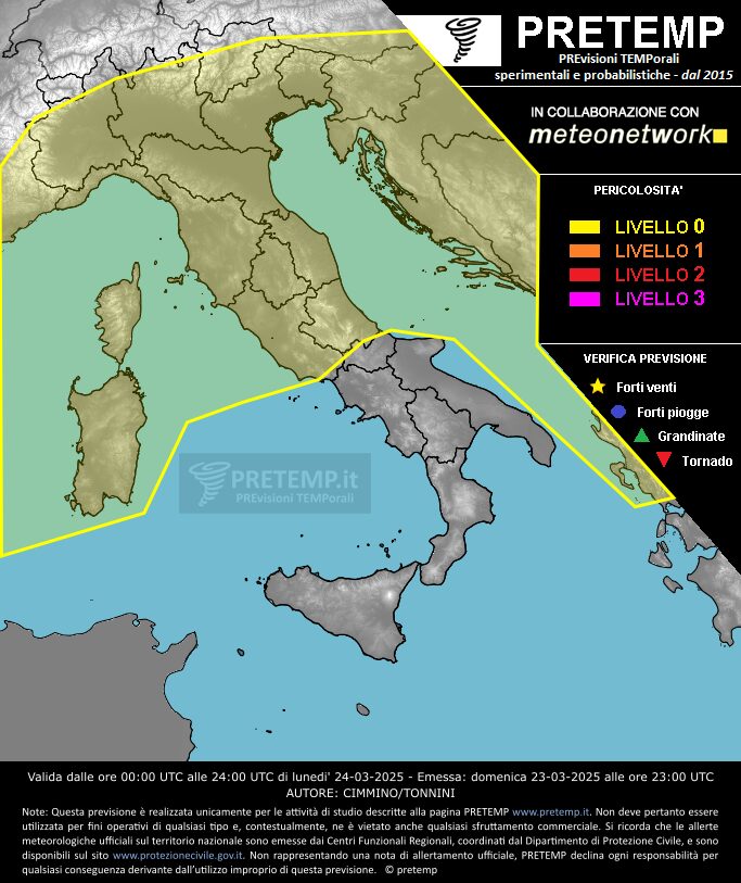 allerta meteo oggi lunedì 24 marzo