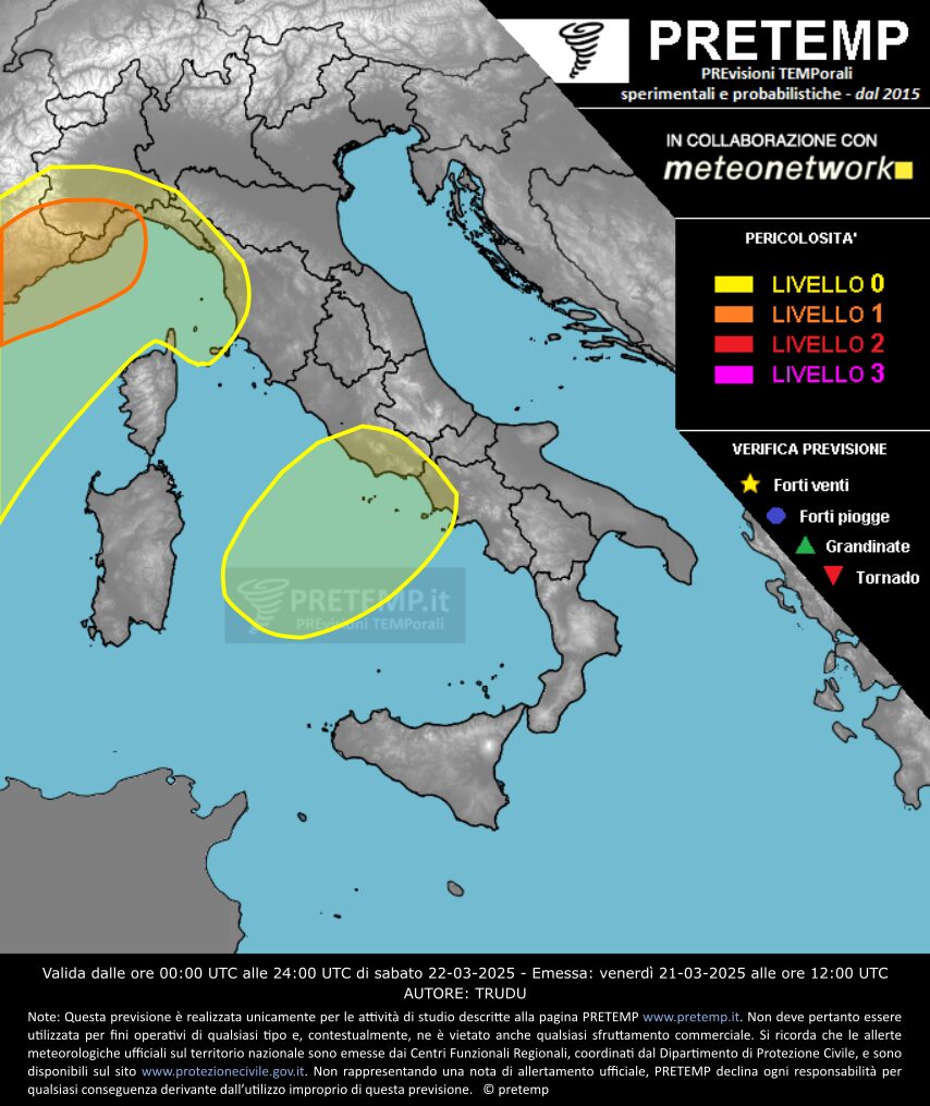 allerta meteo oggi sabato 22 marzo