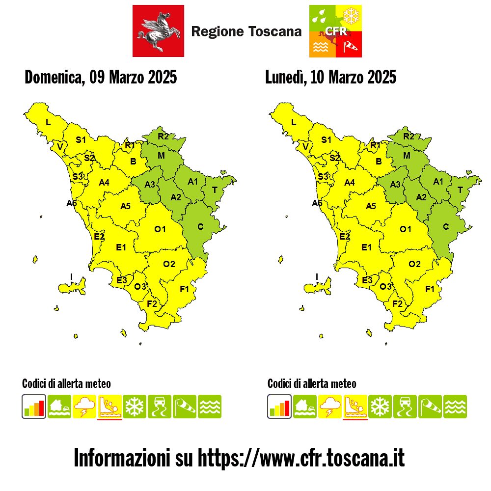 allerta meteo toscana 9-10 marzo