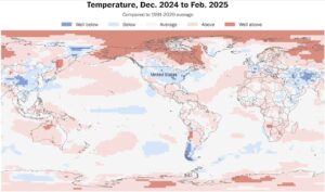 anomalia temperature dicembre 2024-febbraio 2025